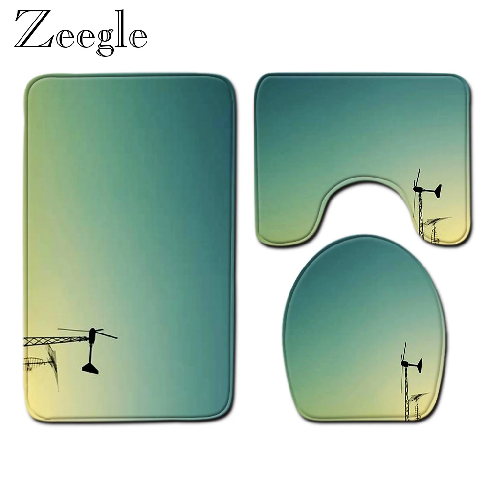 Zeegle Non-slip Ванная комната Туалет чехол пол впитывающие коврики для ванной коврик Ванная комната ковролин для пляжа в виде ракушки Ванная комната туалет