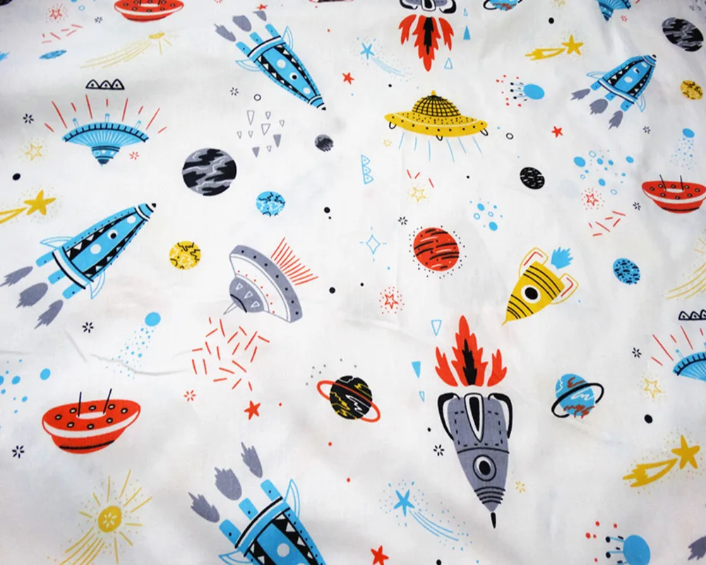 Хлопчатобумажная саржевая ткань с принтом космический мир Детская