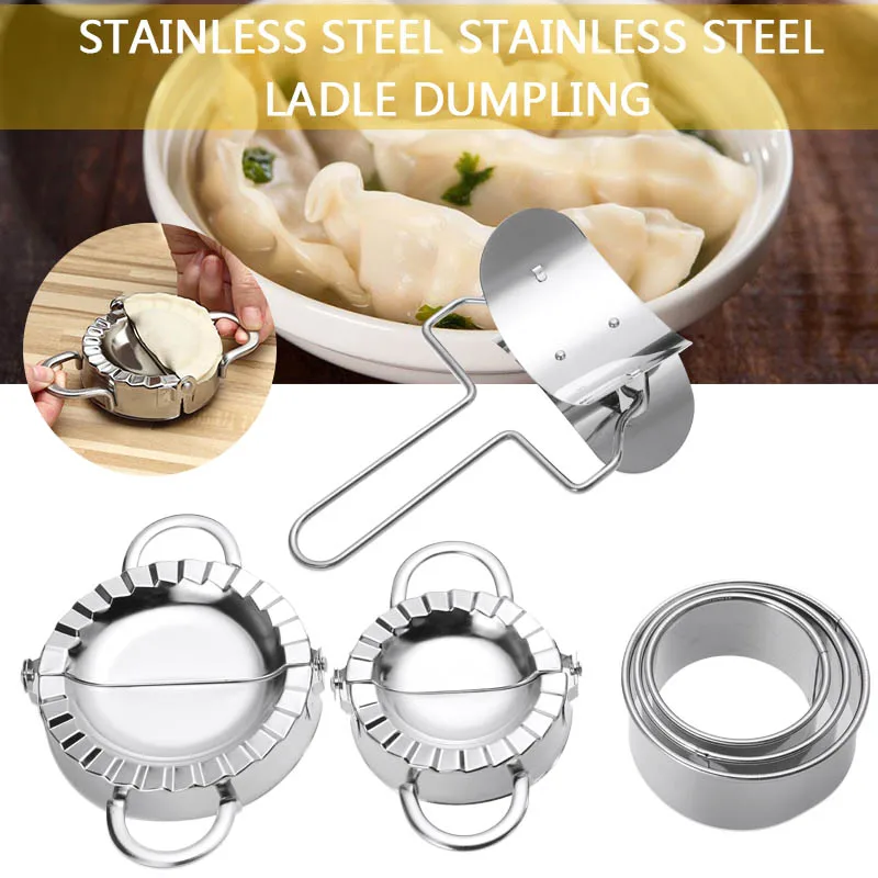 

6pcs Stainless Steel Dumpling Molds Ravioli Dumpling Dough Maker DIY Dumpling Press Wraper Cutter Clamps for Kitchen