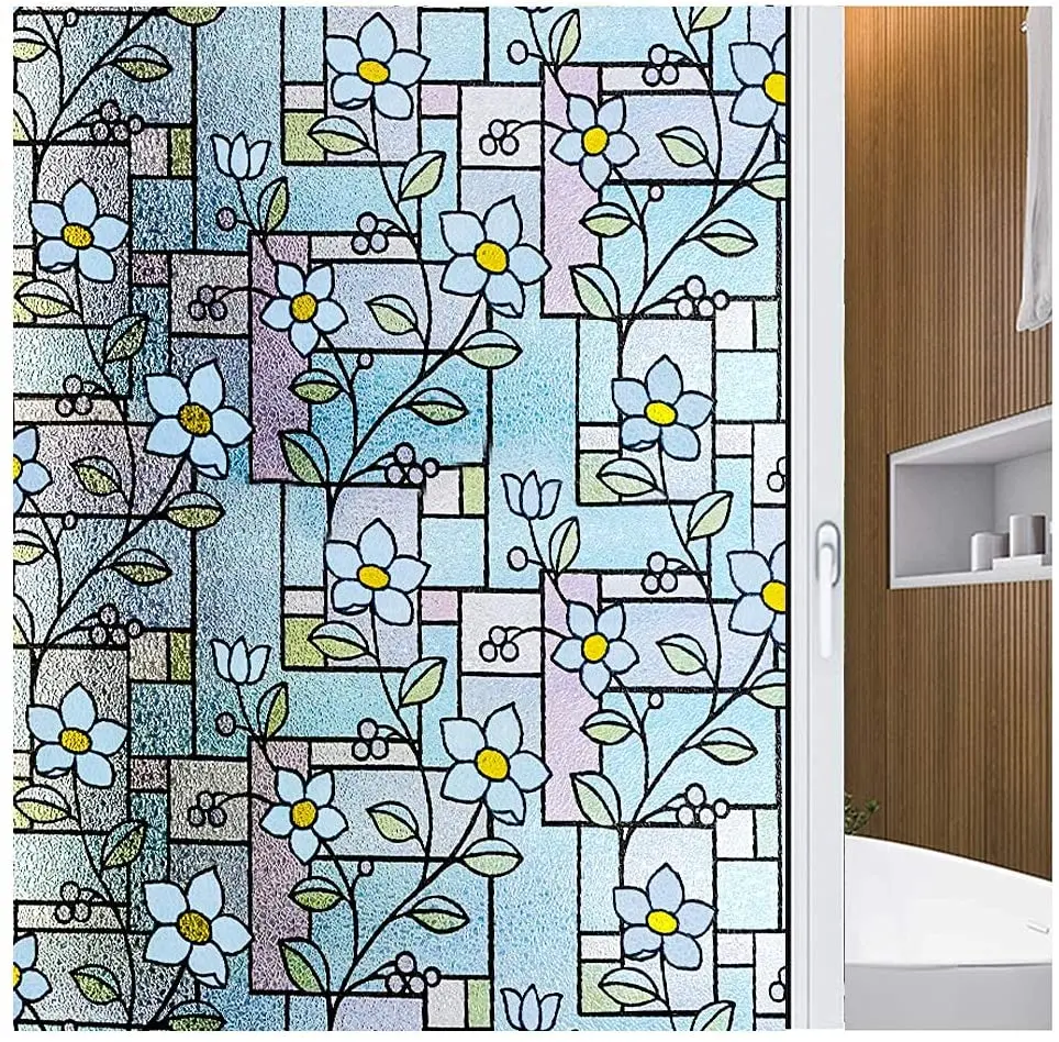 

LUCKYYJ Window Film Privacy Static Cling Glass Film 3D Decorative Removable Window Stickers Heat Insulation Vinyl Window Tint