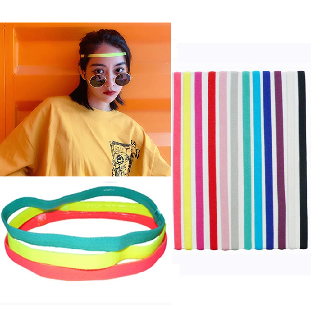 

1 PC Candy Color Women Men Yoga Hair Bands Sports Headband Girls Blue Sport Anti-slip Elastic Rubber Sweatband Football Running