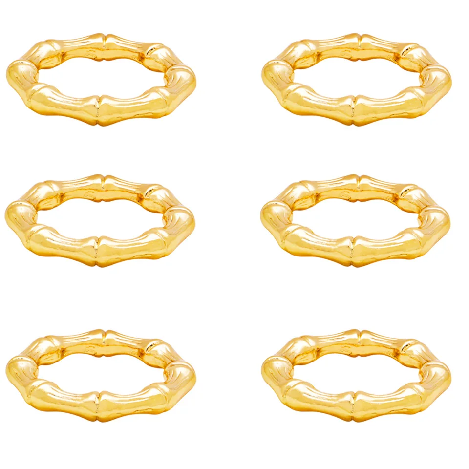 

TAI Top 4-6Pcs Bamboo Shape Napkin Rings Metal Towel Ring for Family Dinners Wedding Party Gold Napkin Holder Table Decoration
