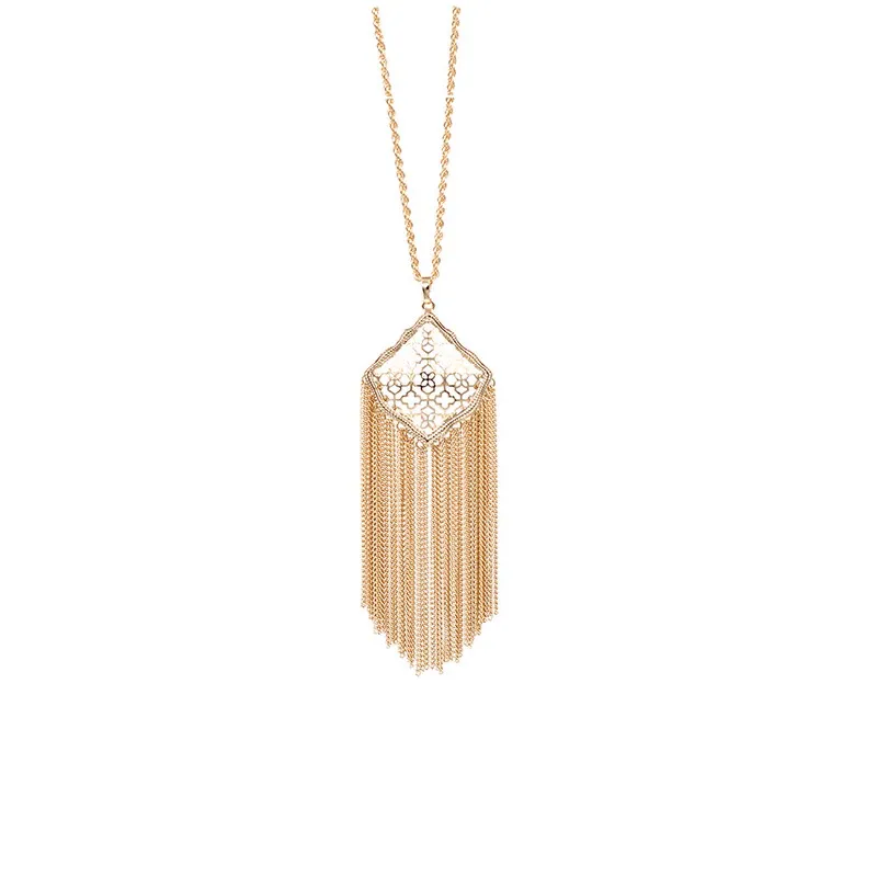 gold tassel Новинка, квадратное ожерелье с кулоном в виде воздушного змея, Филигранное длинное массивное Женское Ожерелье - Окраска металла: gold tassel
