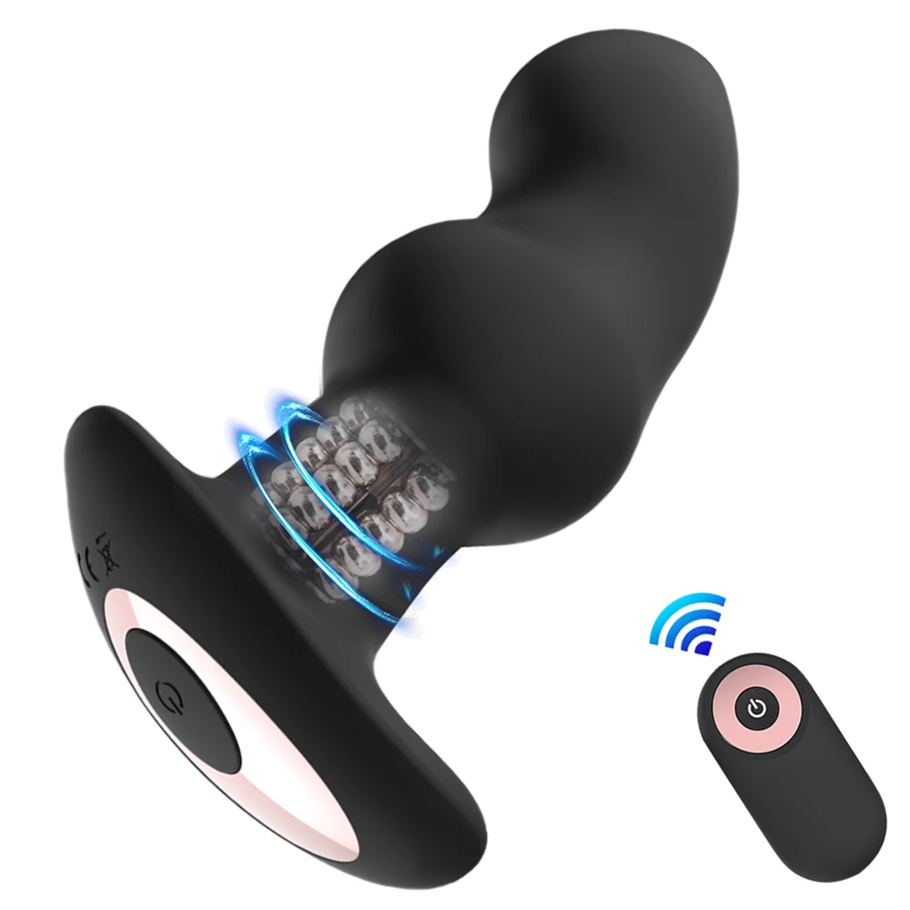 

Radio-controlled Rotation Anal Plug Vibrator Male Prostate Massager 10 Speeds Vibrating Butt plug Dildo Anal Toys For Men Women