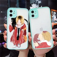 kenma kozume haikyuu phone case for iphone 12 11 mini pro xr xs max 7 8 plus x matte transparent blue back cover