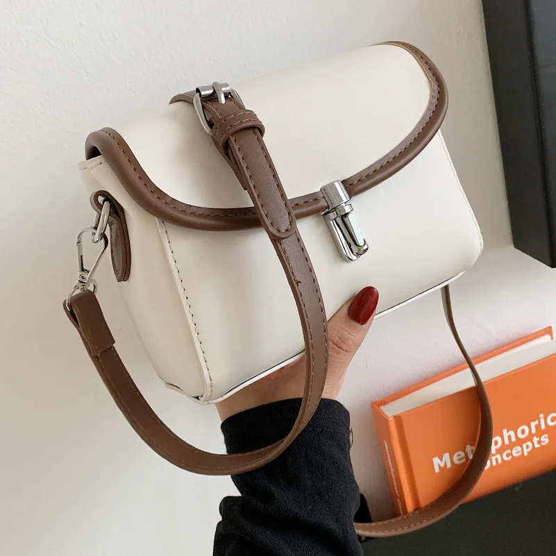 

Fashion Hit Color Lock Clamshell Small Square Bag Female 2021 Summer New Shoulder Bag Korean Style Simple Casual Messenger Bag