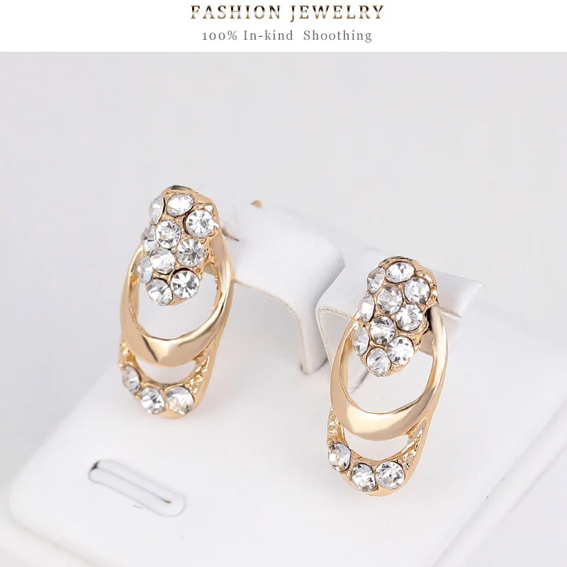 Женский ювелирный комплект из колье серёг и браслета с кристаллами|Ювелирные