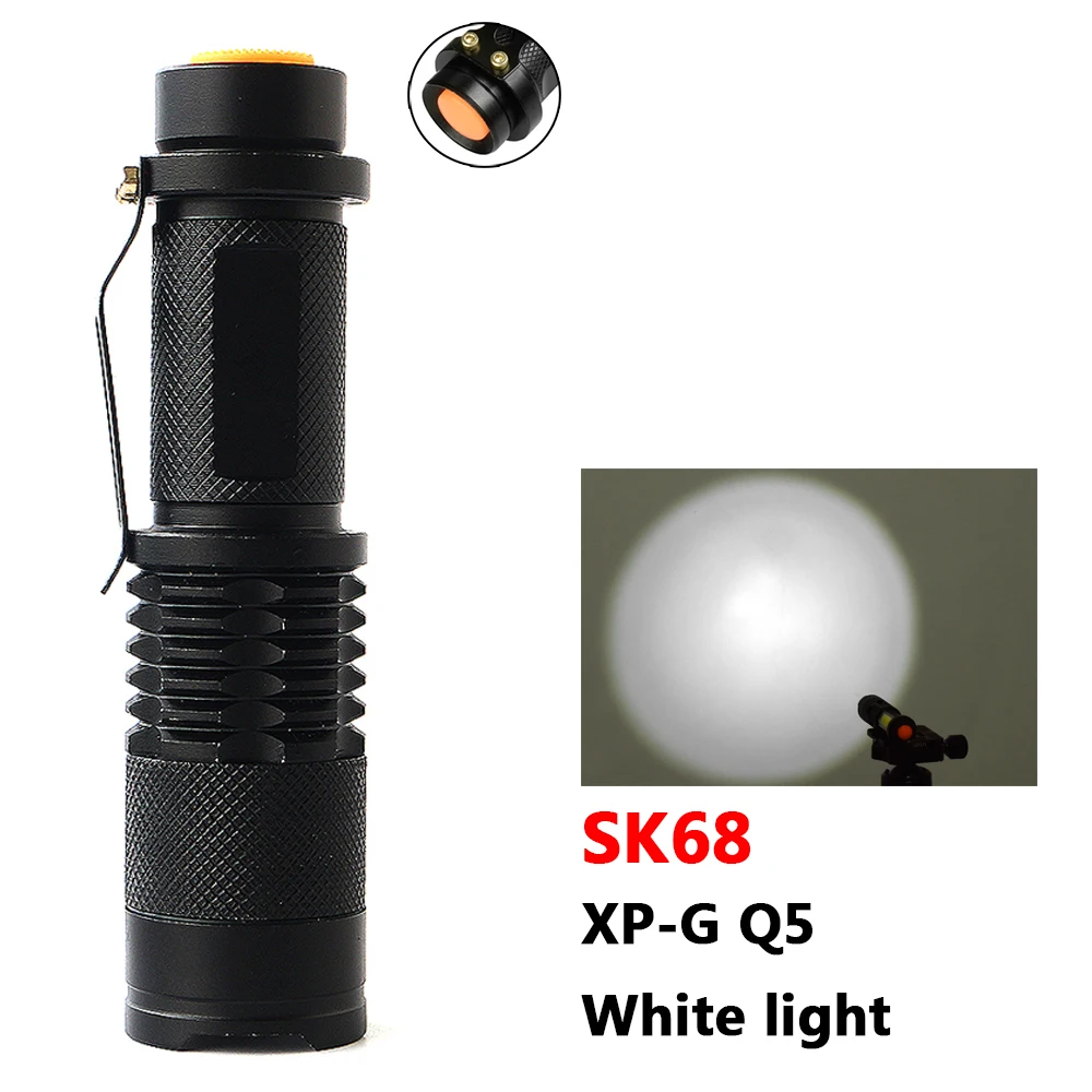 SK68 Litwod Z20 CREE XP-G Q5 Мини-ручка светильник водонепроницаемый светодиодный светильник фонарь 3 режима масштабируемый регулируемый фокус фонарь портативный светильник - Испускаемый цвет: SK68