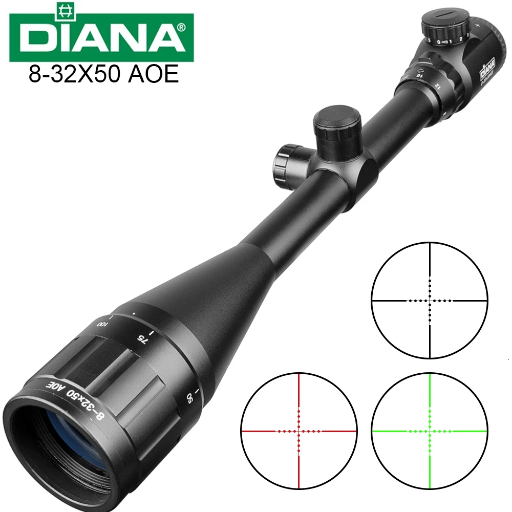 Buy DIANA 8 32X50 Tactical Rifle Optics Red Dot Green Sniper Scope Compact Hunting Riflescope Collimator Cross rifle sniper Sight