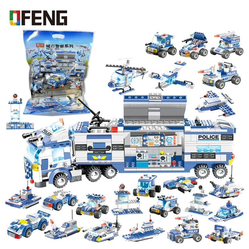 SWAT City Police Series Building Blocks Vehicle Helicopter Police Staction Bricks Compatible Buidling Kits for Children Gifts lepin 02081 city police the coast guard head quarters building blocks boat helicopter sea exploration ship rescue 60167 brick