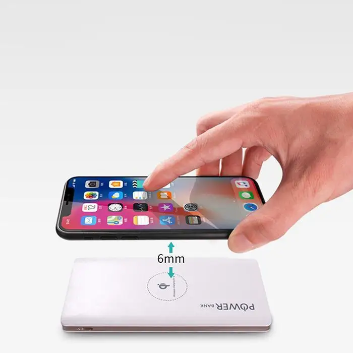 Портативное зарядное устройство Беспроводное 10000 мАч Мобильный тонкий внешний