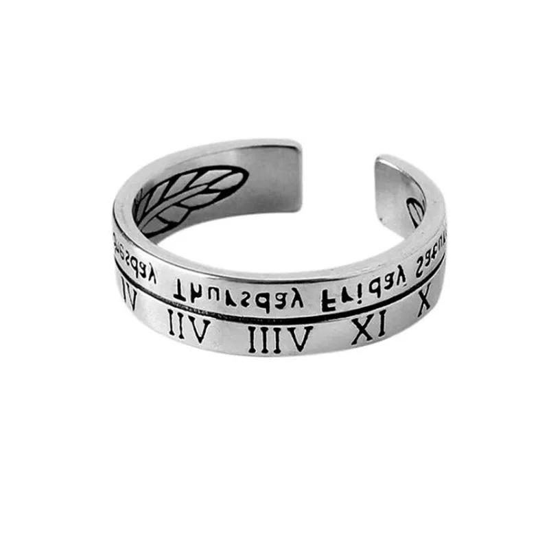 

New Creative Roman Numerals Retro Thai Silver Personality 925 Sterling Silver Jewelry Letters Week Popular Opening Rings SR470