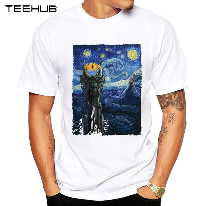 2019 TEEHUB Лидер продаж Мужская модная футболка Sauron Van Gogh дизайнерская хипстерская