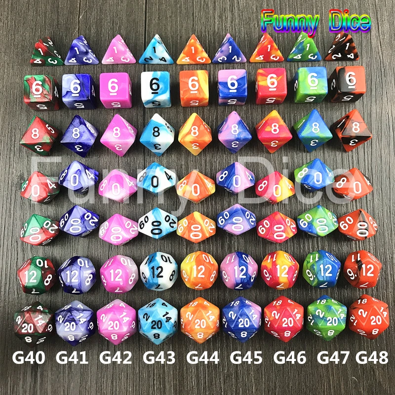 Смешанные цвета 7 шт./компл. D4 D20 небулярный эффект мульти сторонние игровые