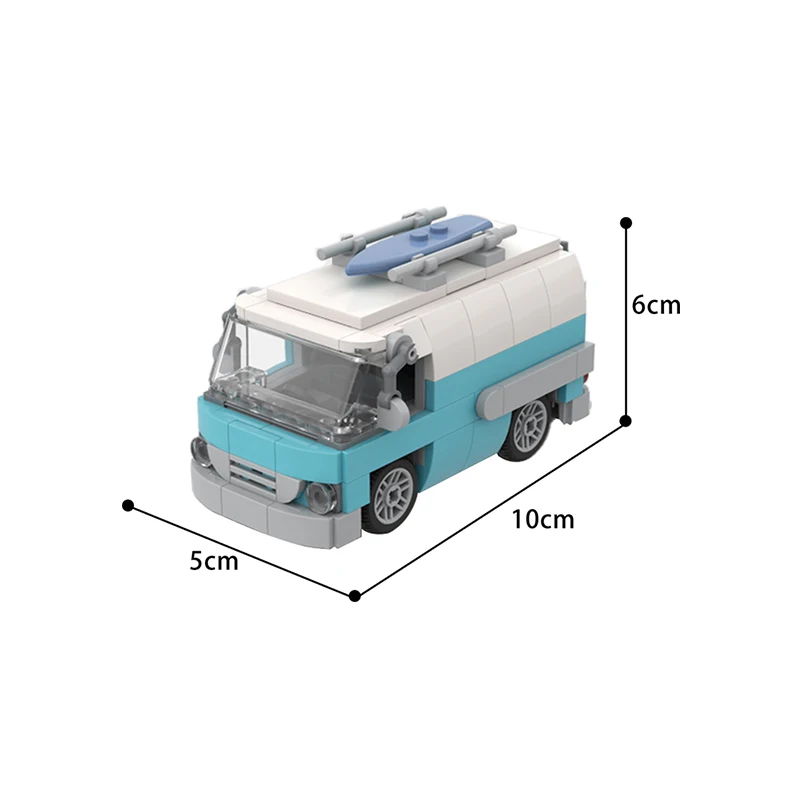 

MOC Vintage Surfer Van Car Model Building Blocks Bricks City Blue Bus Transportation DIY Educational Toys For Kids Gifts 195PCS