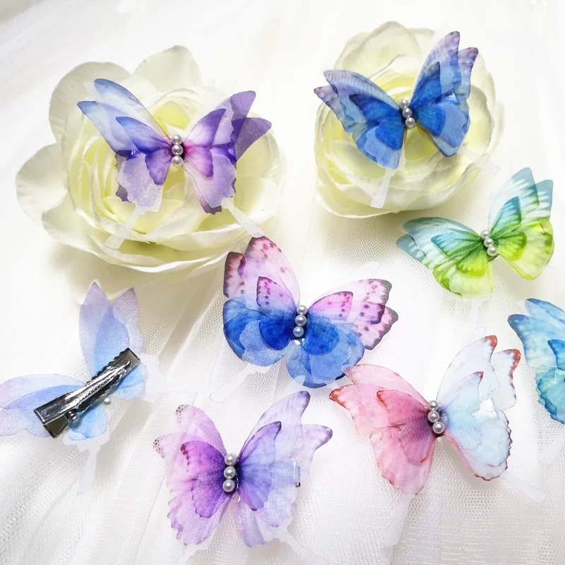 

4 Layers Tulle Butterfly Hair Clip For Women Girls Wedding Hairpin Dress Decoration Gauze Butterfly Hair Accessories Ornaments