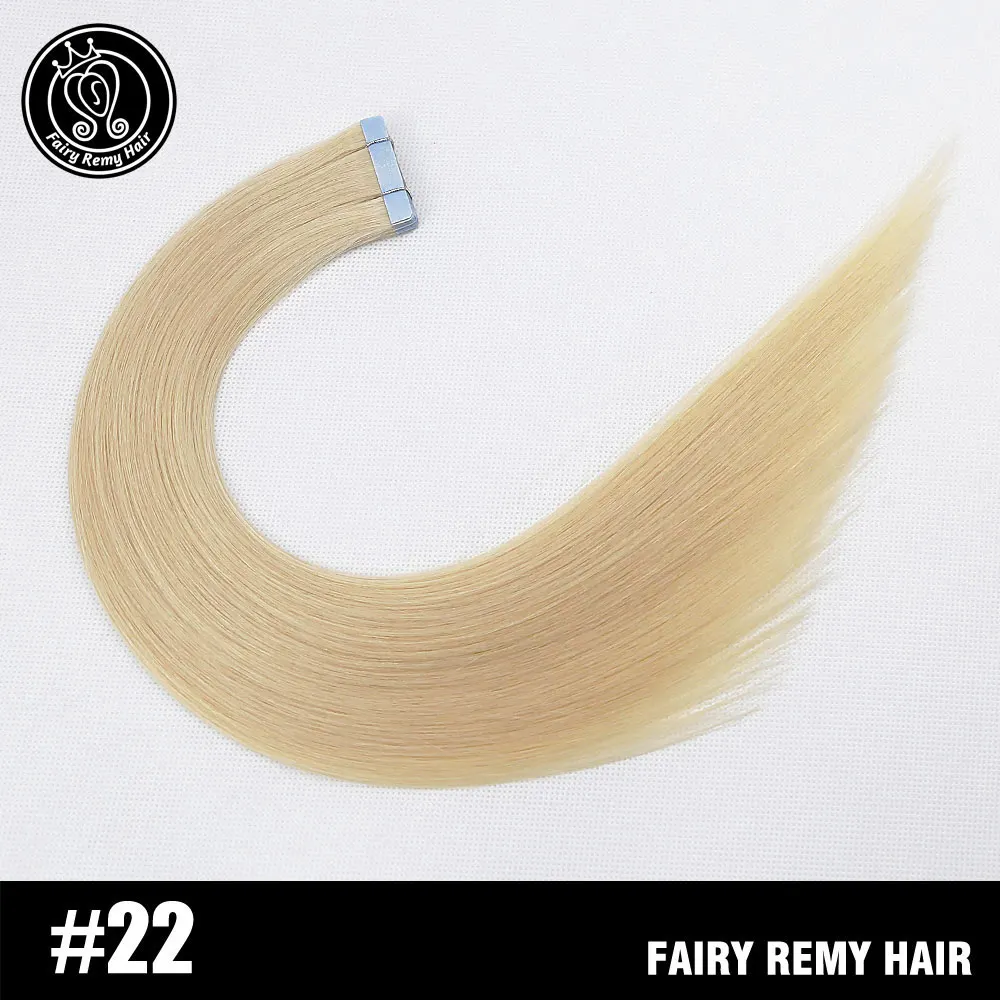 #22 Сказочные волосы remy, 2,0 г/шт., 22 дюйма, натуральные человеческие волосы для наращивания на ленте, пепельный блонд, европейские волосы remy для наращивания, 40 г/ПАК - Цвет: #22