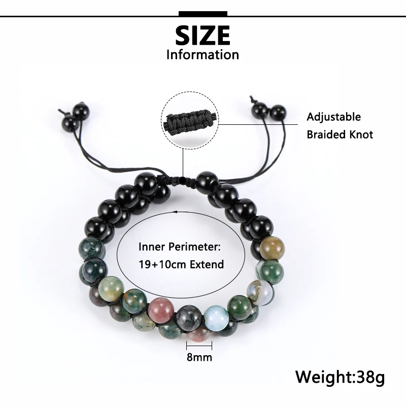 Женский ювелирный браслет из натурального камня императора индийский оникс 8 мм