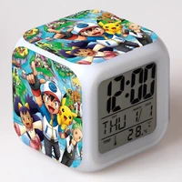 colorful alarm clock pokemon luminous electronic clock led night light color changing square for childrens new year gift