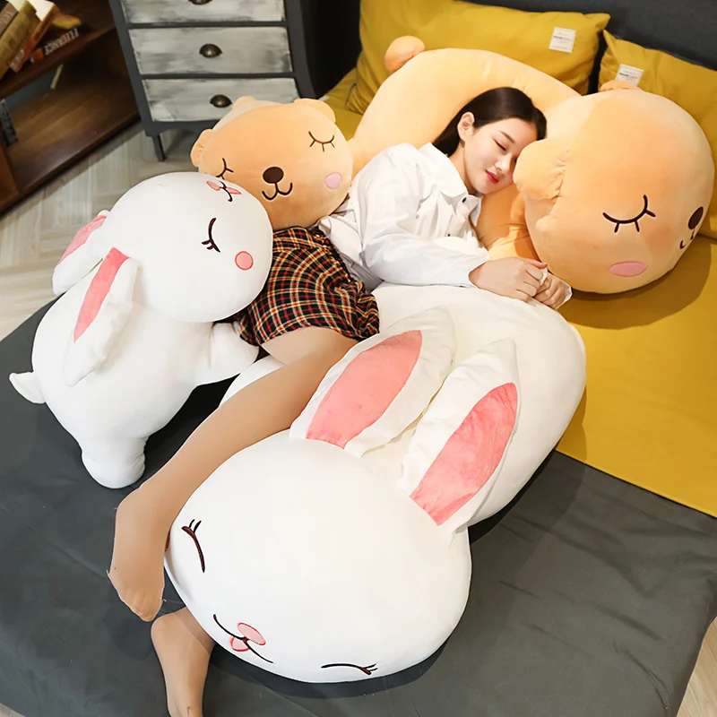 

1 pc ins 28-55cm Korea Brown bear cony rabbit Plush Toy Stuffed Soft Plush Toys Cartoon Cute Baby Pillow Sleeping long pillow