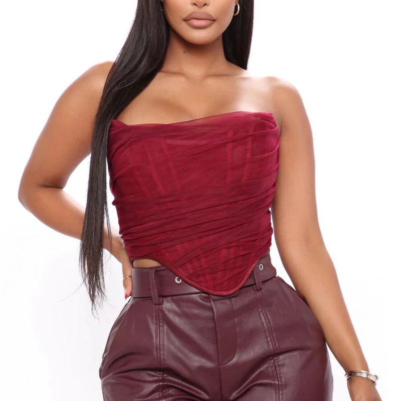 

Модная Женская Туника без рукавов, без бретелек, с открытой спиной, летний топ на молнии 2021, одежда для ночного клуба и вечеринки