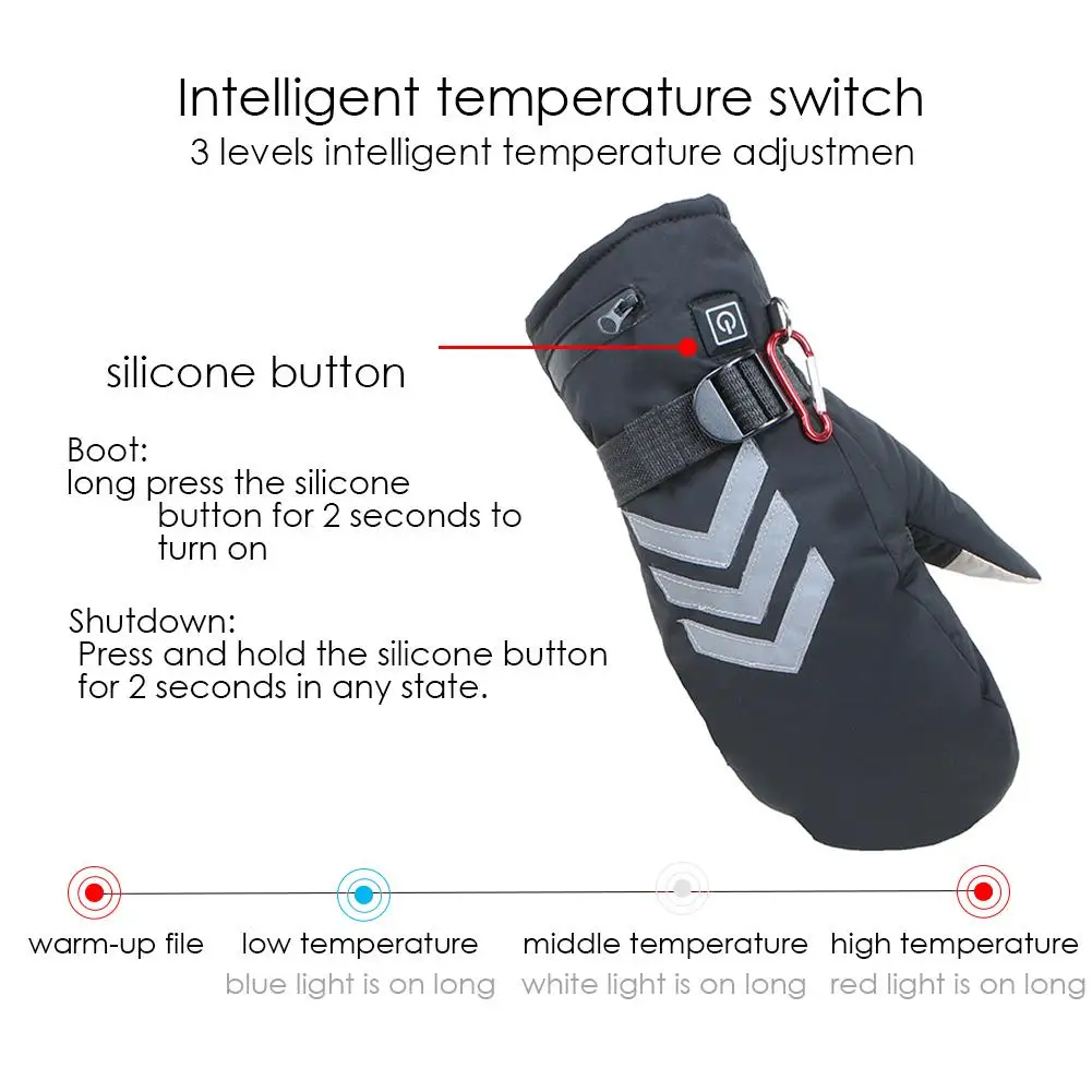 

Men Women Ski Heated Gloves Snowboard Heating Gloves Ultralight Waterproof For Winter Snow Warm USB Rechargeable Warmer Mittens