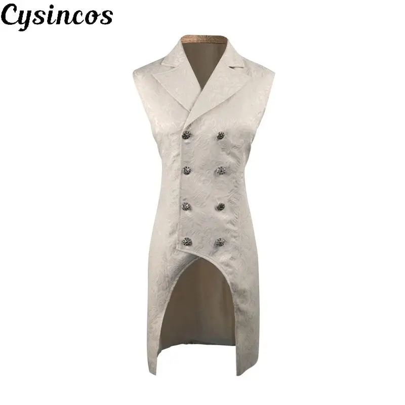 CYSINCOS цветочный принт мужской пиджак без рукавов Длинный жилет костюм ретро