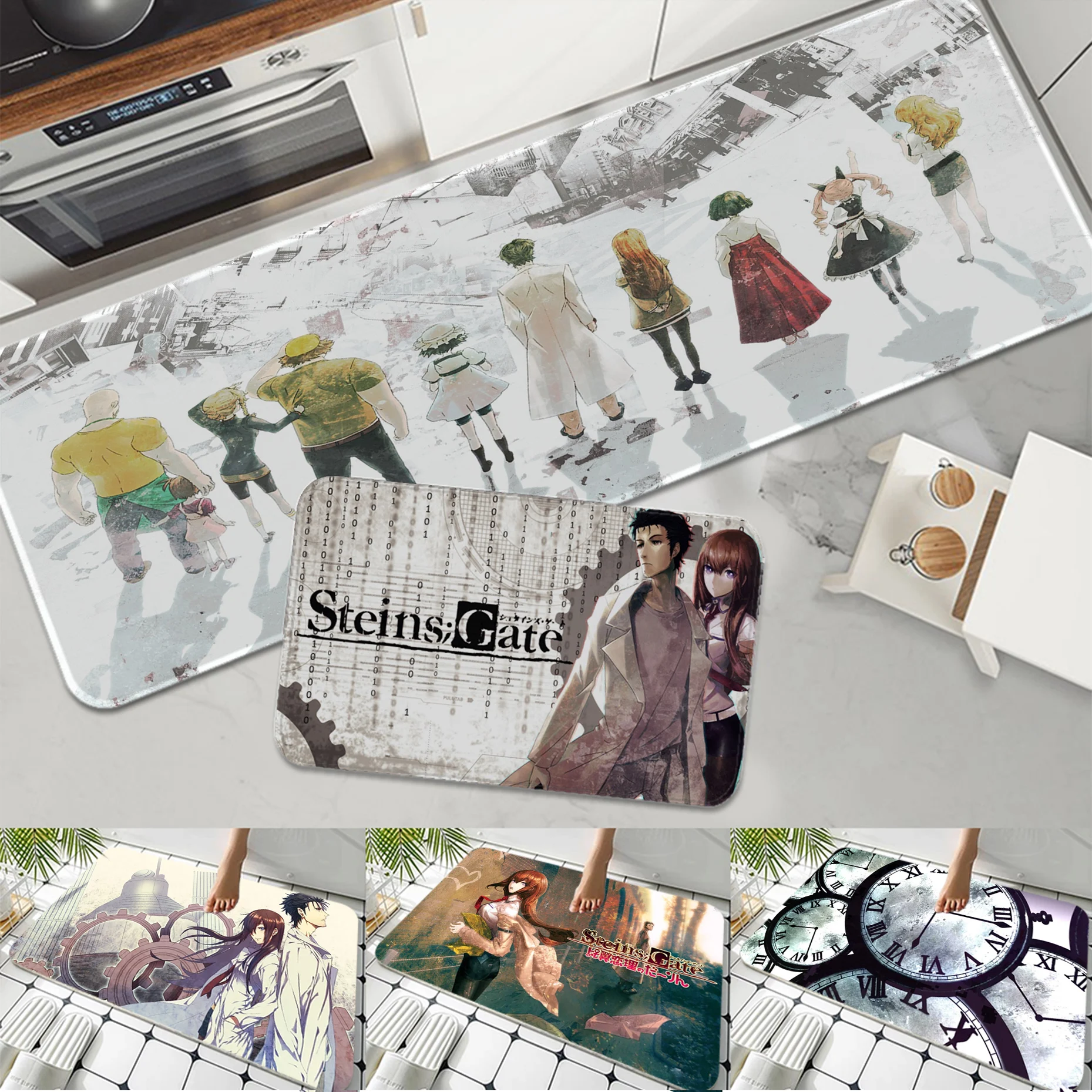 

steins gate Kitchen Mat Entrance Doormat Bedroom Home Floor Decoration Living Room Carpet Hallway Bathroom Anti-slip Rug
