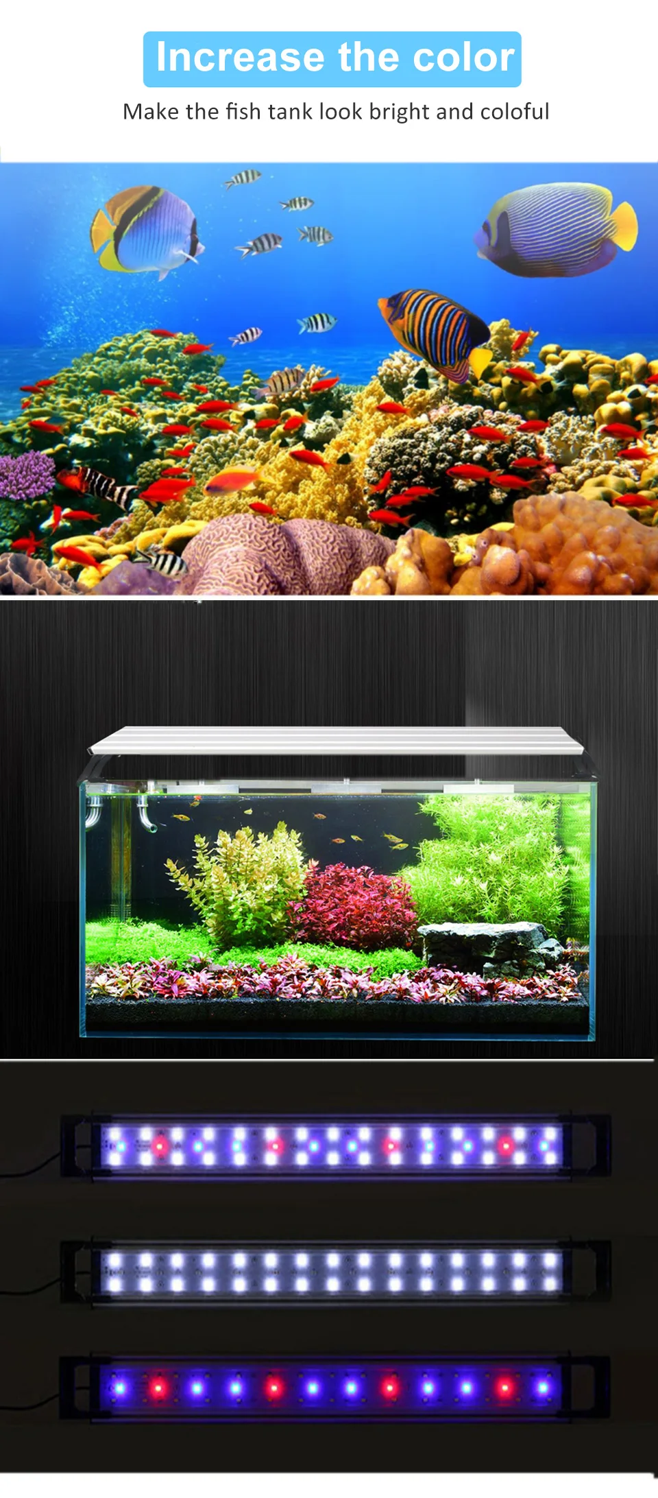 Светодиодный светильник для аквариума светодиодный светильник ing Fish Tank лампа 20-65 см регулируемые лампы для водных растений RGB Украшение профессиональный дистанционный светильник s