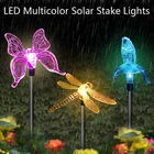 Светодиодный лампа-бабочка на солнечной батарее, стрекоза, жужжащая птица, водонепроницаемый, для сада, улицы, бассейна, разноцветная лампа, декоративное освещение, Солнечная