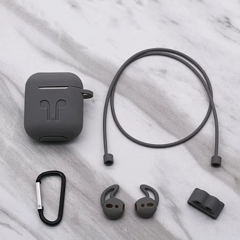 5 в 1 чехол для Airpods 1/2 Air Pods 2 силиконовый микронаушник футляр наушников