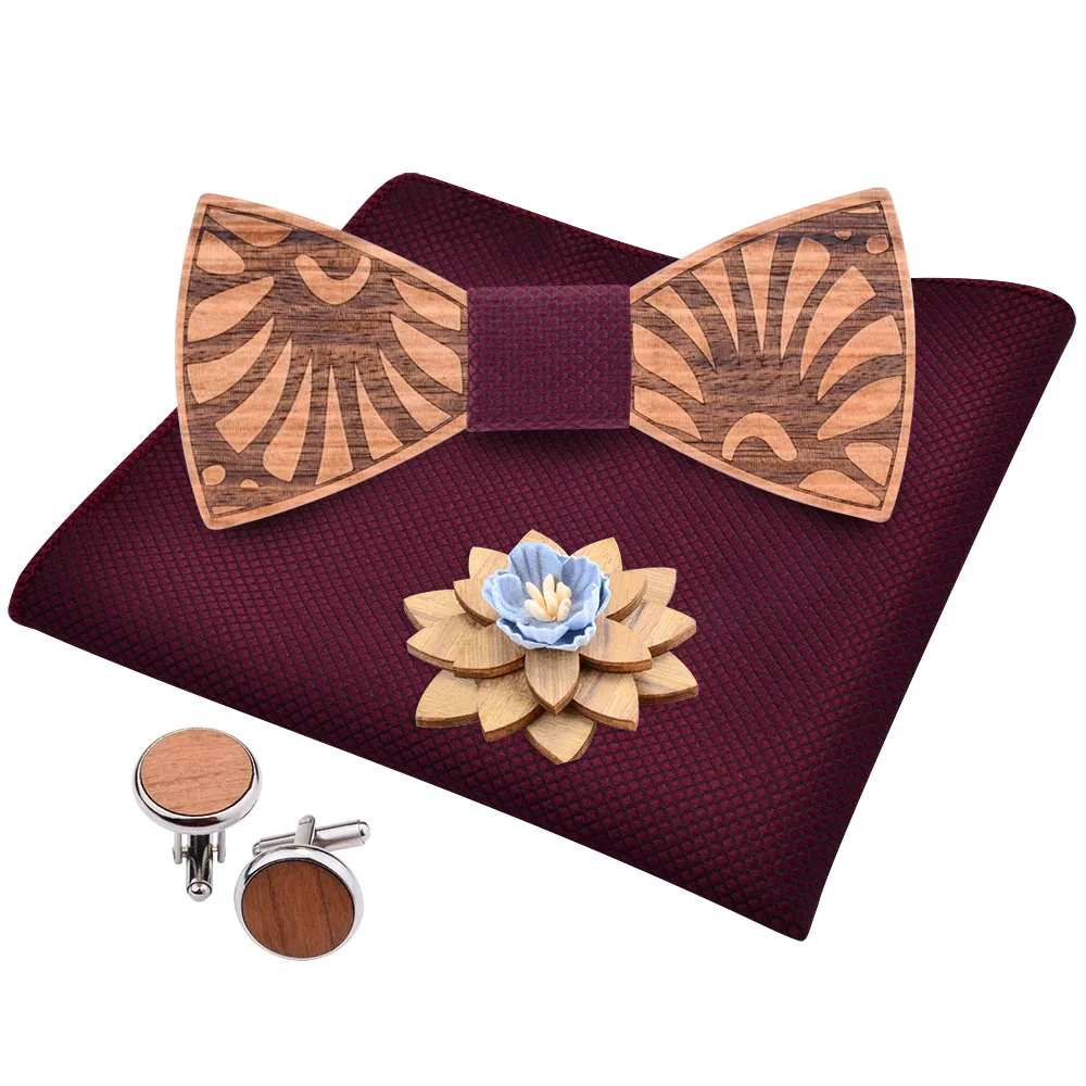 Натуральный 100% деревянный галстук бабочка костюм мужской карманный квадратный