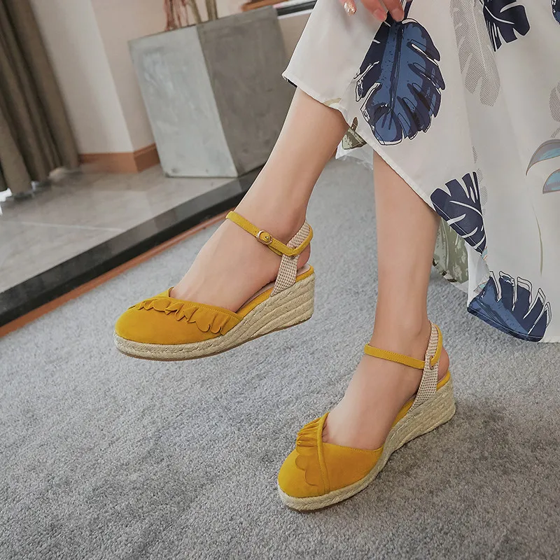 

Smirnova 2020 new arrival fashion women sandals high quality sheepskin women pumps comfortable wedges platform party shoes