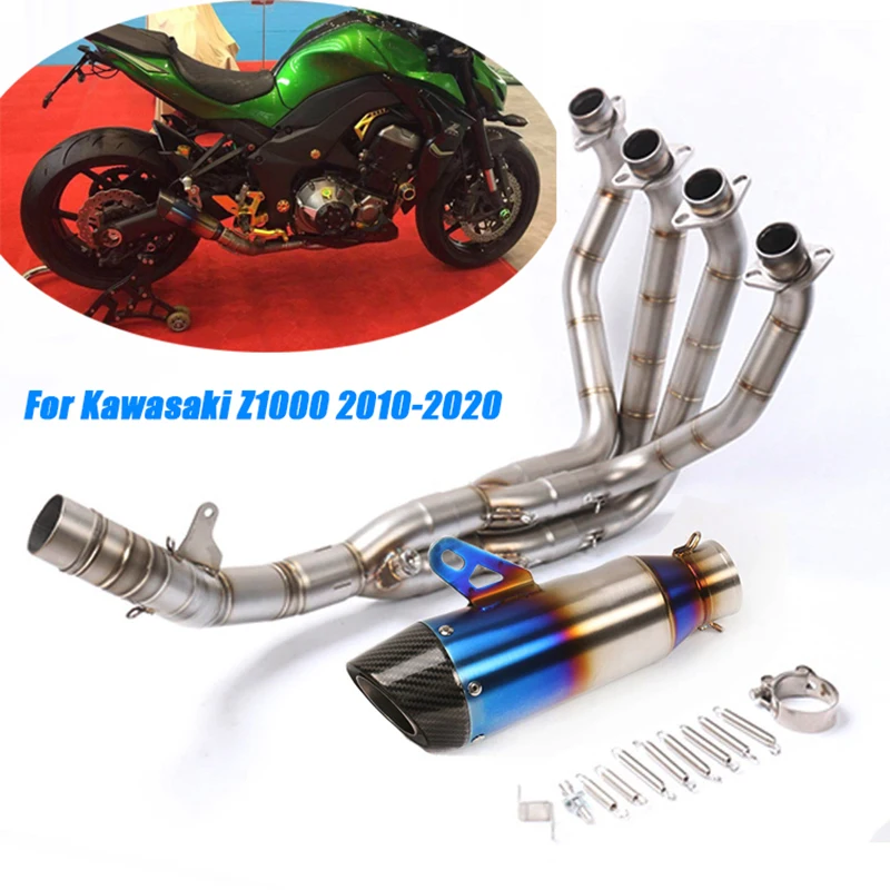 

For Kawasaki z1000 2010-2020 Motorcycle Front Middle Pipe Link Exhaust Muffler Full Set Silencer System Lossless installation