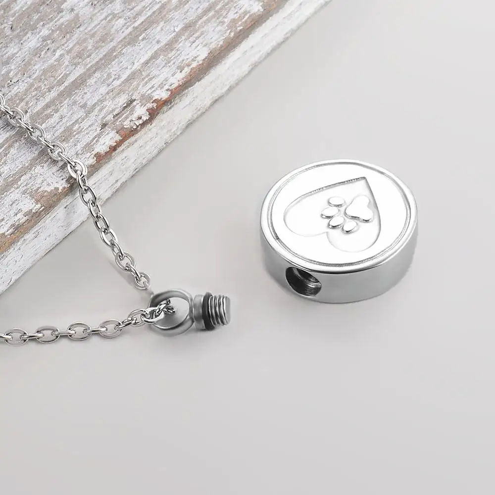 Бесплатная гравировка отпечатков лап животных Сердце из нержавеющей стали