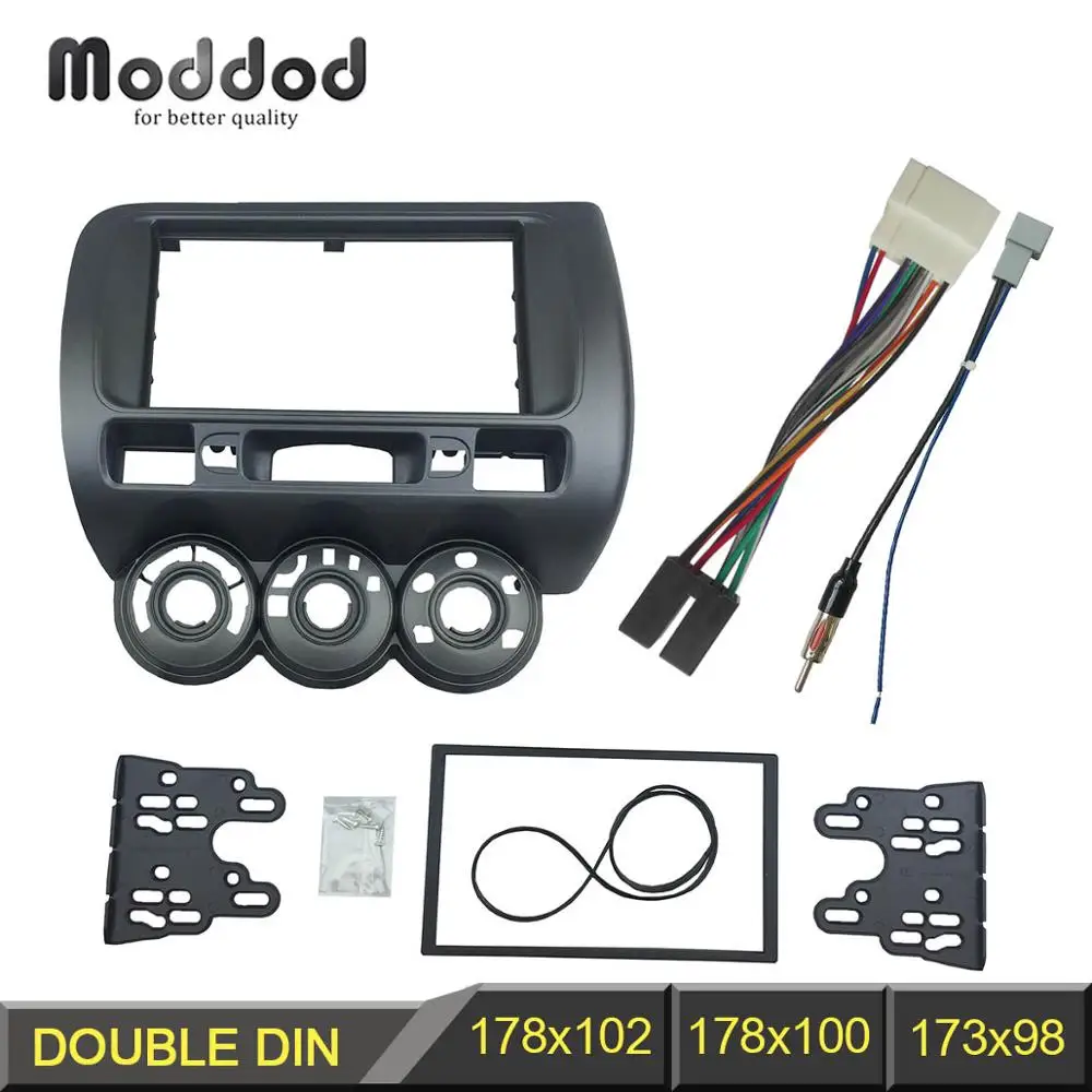 Двойной Din радио фасции Для Honda Jazz LHD или RHD CD gps DVD стерео CD панель головного устройства приборной панели Установка отделка комплект рамки - Название цвета: left wheel with ISO