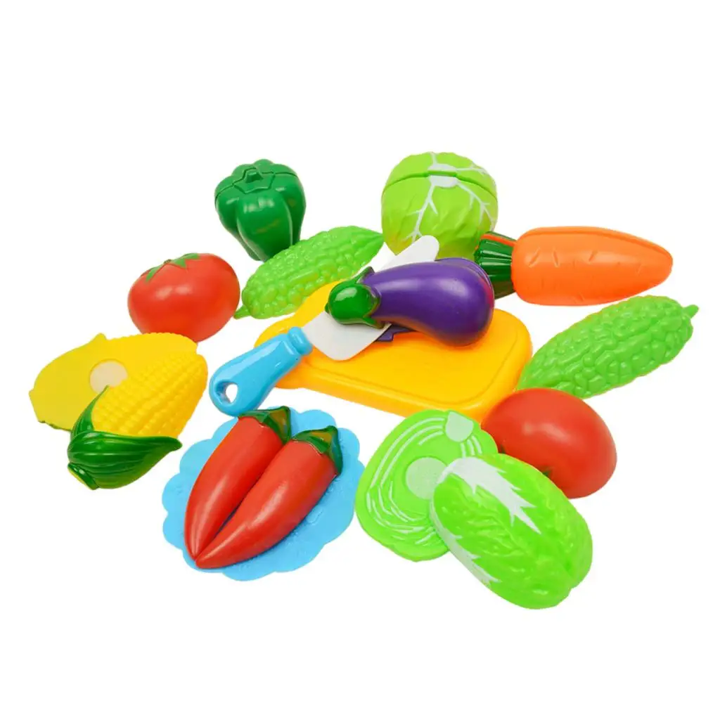 

13Pcs Plastic Simulation Vegetables Toys Kids Role Play Toys Kitchen Cutting Set