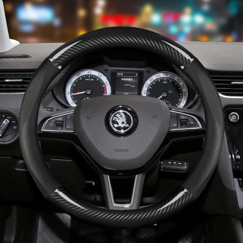 color 6 Чехол на руль из натуральной кожи для skoda superb 2 3 octavia 2 a5 fabia 1 karoq rapid, Yeti Kodiaq - Название цвета: color 6