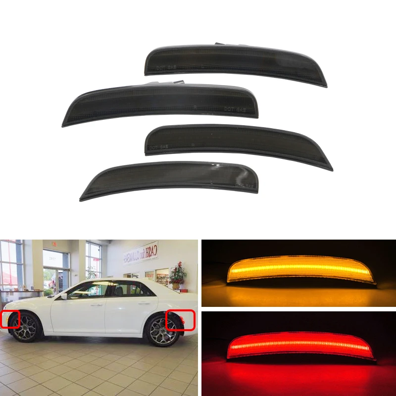 4x F &amp R янтарные красные светодиодные боковые габаритные фонари для Chrysler 300 2015 2016