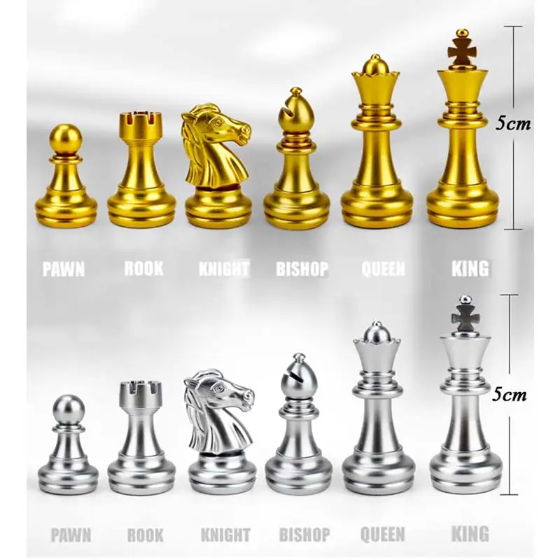 Medieval Chess Set With High Quality Chessboard 32 Gold Silver Pieces Magnetic Board Game Figure Sets szachy Checker | Спорт и