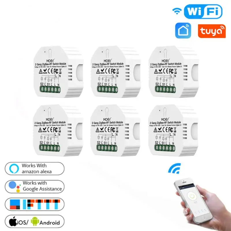 

10A Tuya Smart Life Wifi Switch Relay Breaker Module Automation Smart Lighting Google Home Alexa Echo Remote Control App Timer