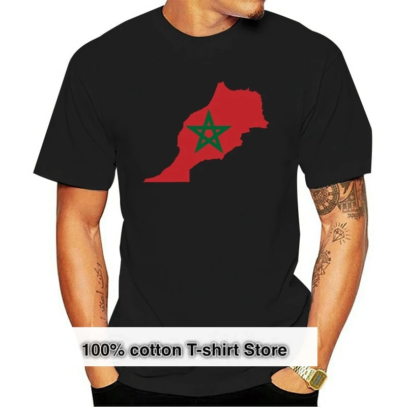 

Футболка мужская с принтом марокканского флага, праймер с короткими рукавами, хлопковая, уличная одежда, с отпечатком пальца, на лето