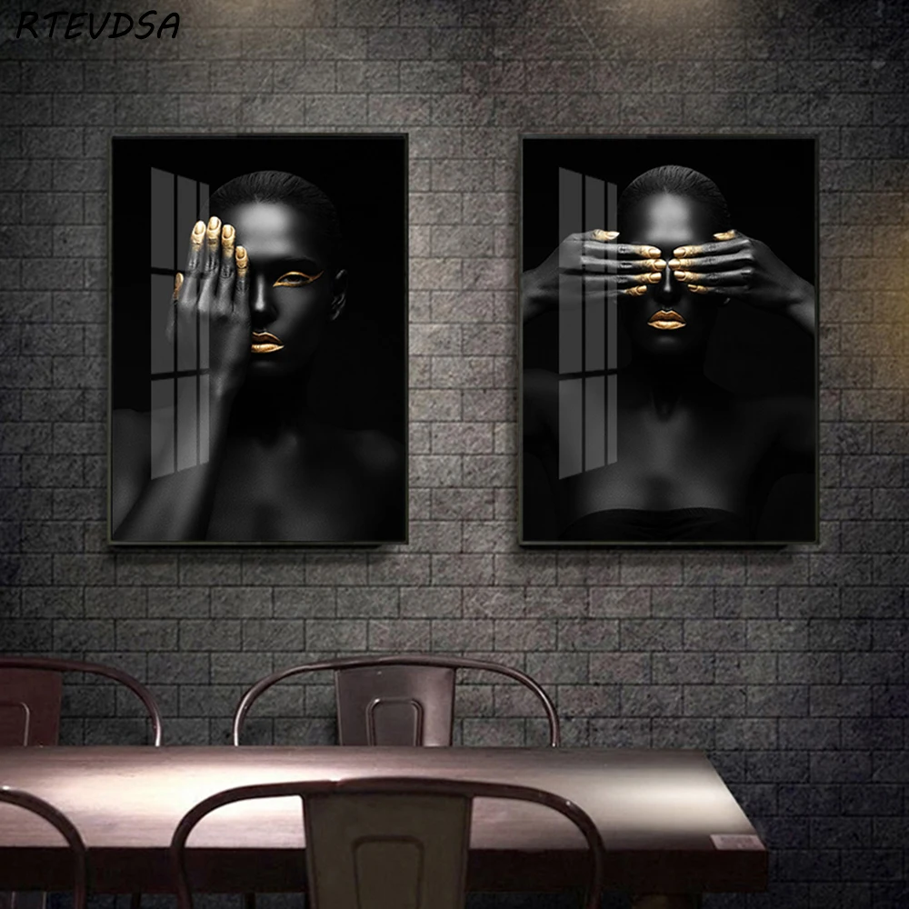 Современная Картина на холсте в скандинавском стиле африканские Черные Женщины