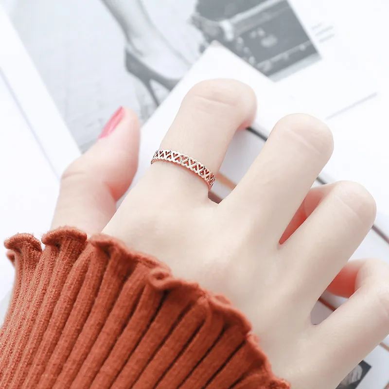 YUN RUO Hellow Out Heart Ring Rose Gold Fashion 316 L Titanium Steel Jewelry Birthday Gift Woman Man Never Fade Drop Shipping | Украшения и