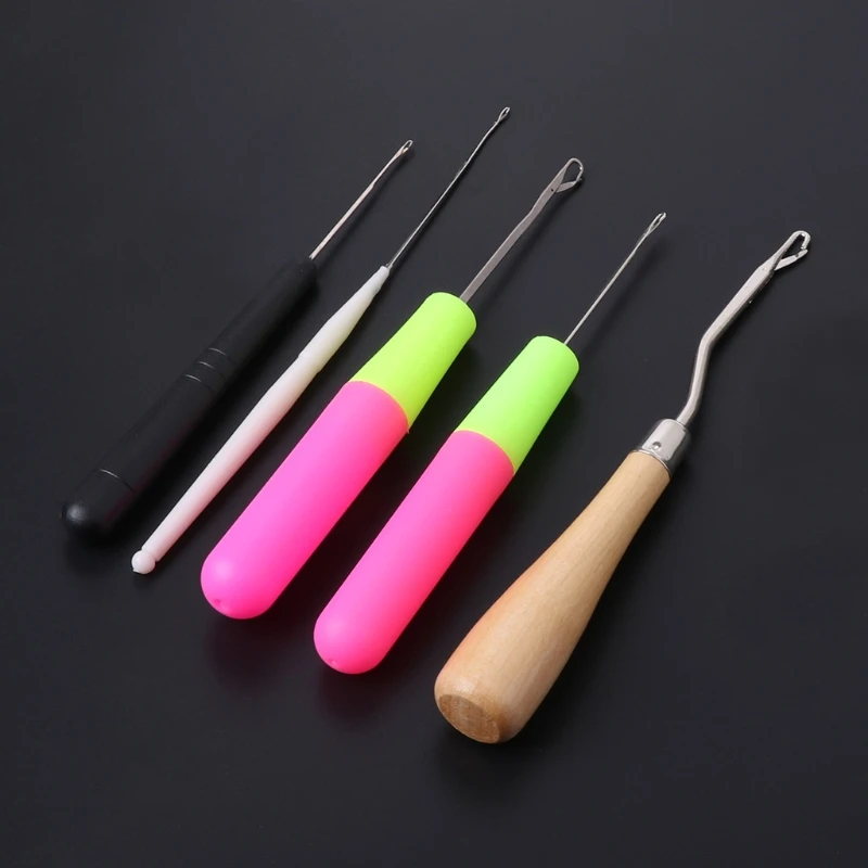 MIUSIE 5pcs/Set Plastic Crochet Needle Braiding Latch Hook Weaving Hair Dreading Hooks Tool For Braid Craft Hand Sewing Needles images - 6