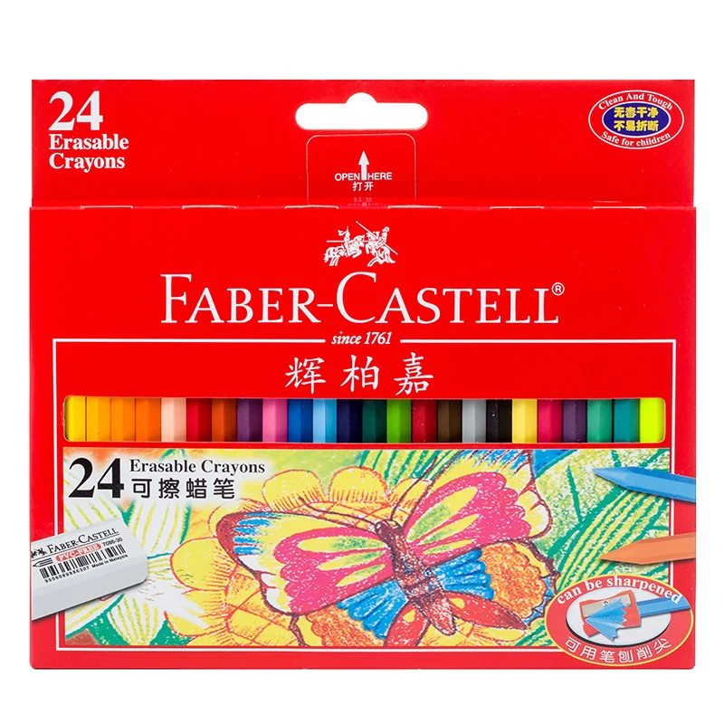 

FABER CASTELL Children's Hexagonal Erasable Crayon Oil Painting Stick Set 12/18/24 Colorful Graffiti Art Painting Color Crayon