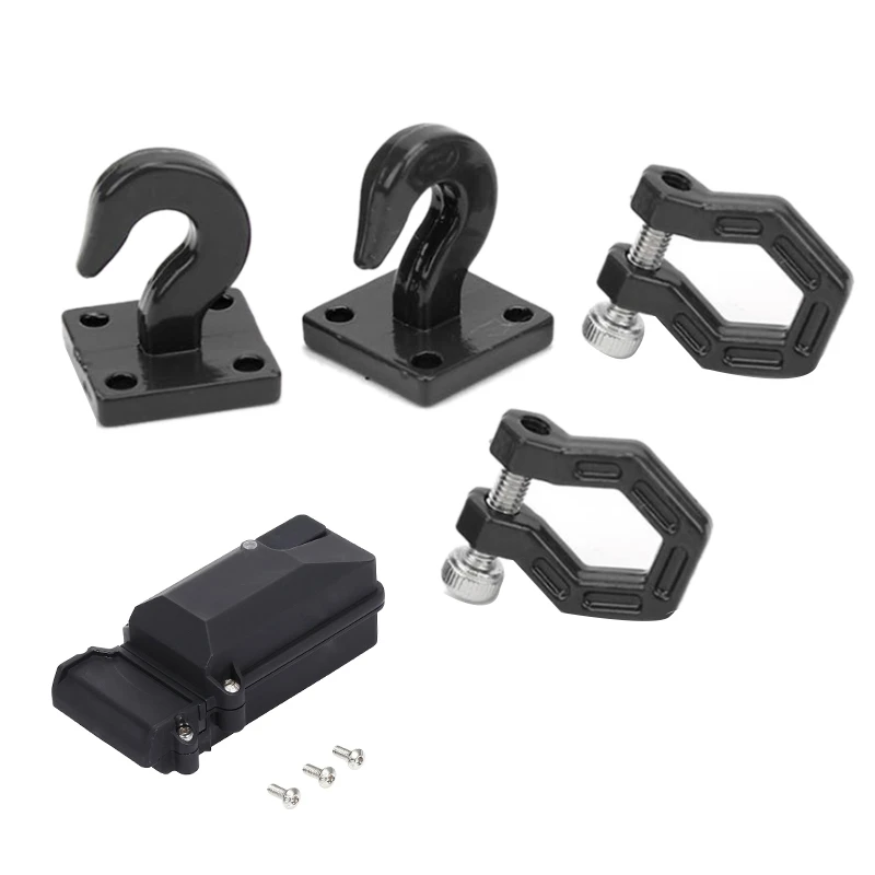 

4x металлический Радиоуправляемый трейлер крюк для 1/10 осевой SCX10 90046 TRX4 D90 & 1 шт. Пластик Водонепроницаемый RC автомобиль радио устройство прие...