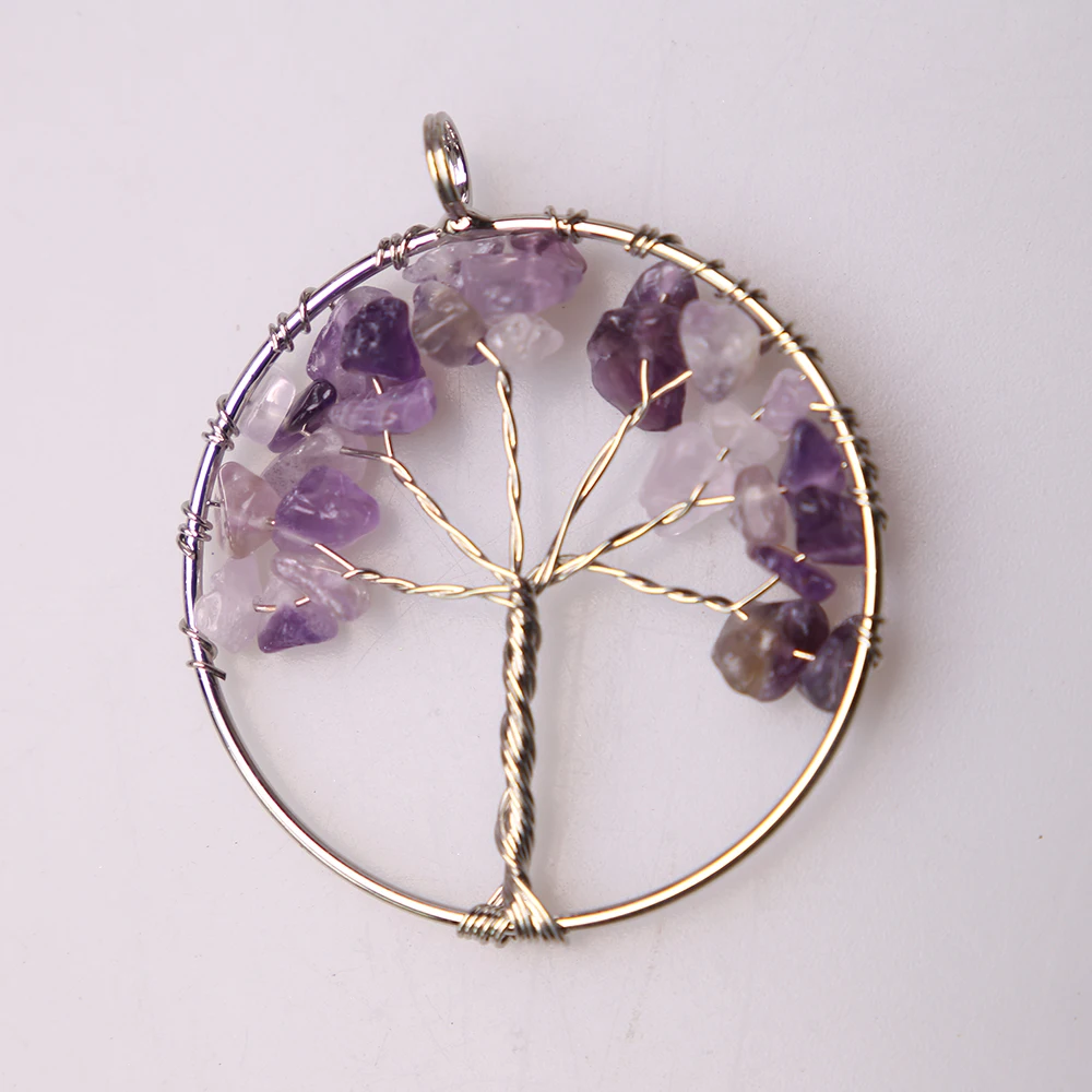 Ожерелье с кулоном из натурального камня Древо жизни бусины ручной работы