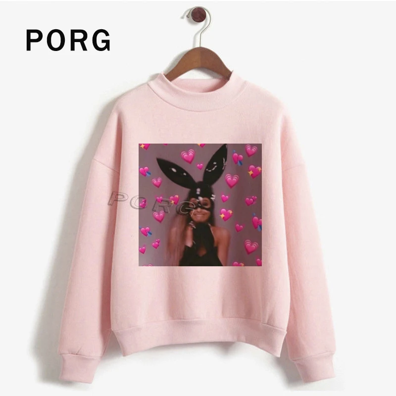 Ariana Grande/Розовая Толстовка для женщин в готическом стиле, уличная Harajuku Sudadera Mujer, новая женская одежда, толстовки с длинными рукавами и круглым вырезом - Цвет: PK-10