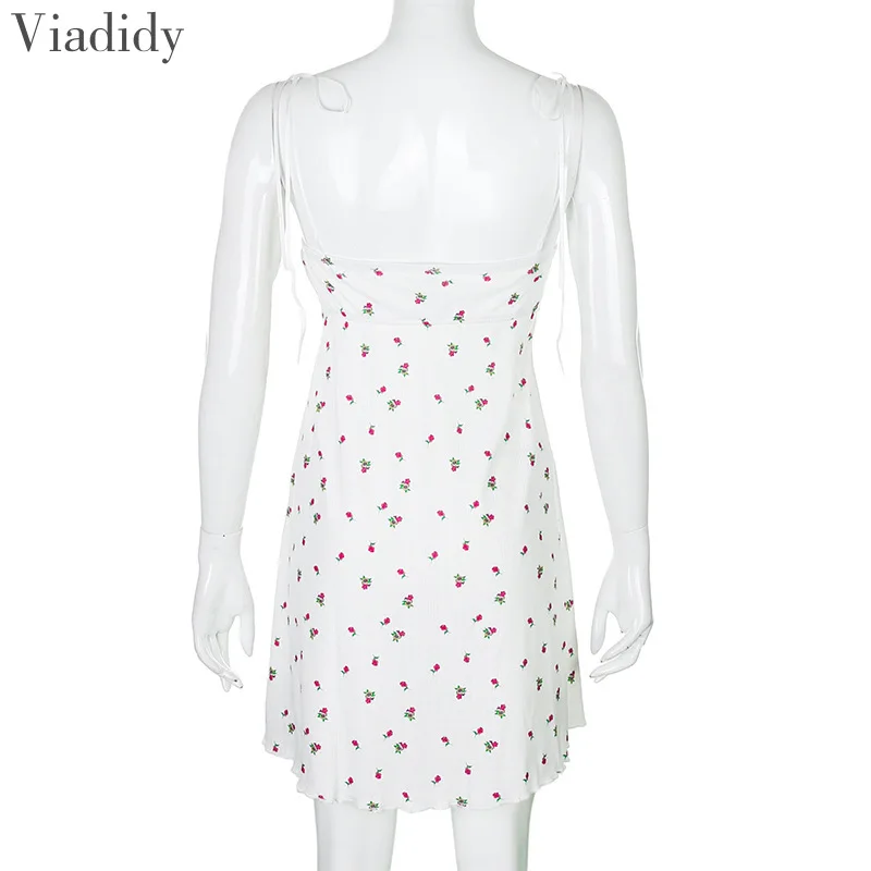 

Women Spahetti Strap Print Casual Mini Dress